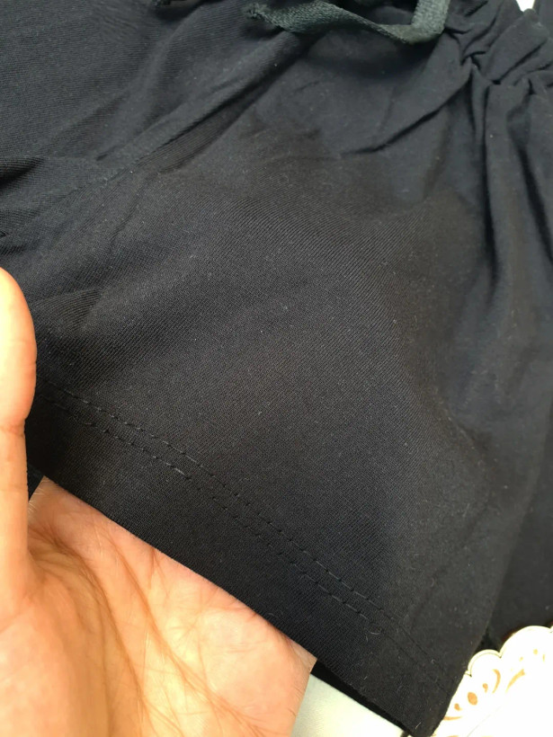 ست دو تیکه تیشرت و شلوارک نوزادی/ دخترانه نخ پنبه مشکی محرمی(زیر یکسال)