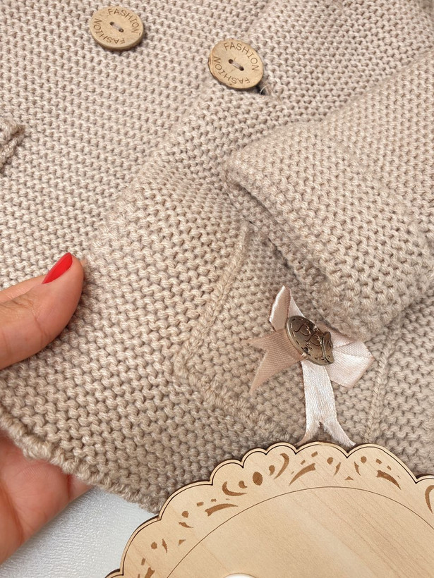 ست دو تیکه بافت کلاهدار بچگانه نرم وارداتی (۱ تا ۴ سال)