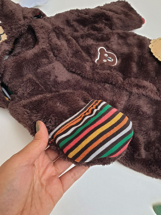 ست دو تیکه سرهمی جورادار و کلاه بچگانه تدی وارداتی (۶ تا حدود ۱۸ ماه)